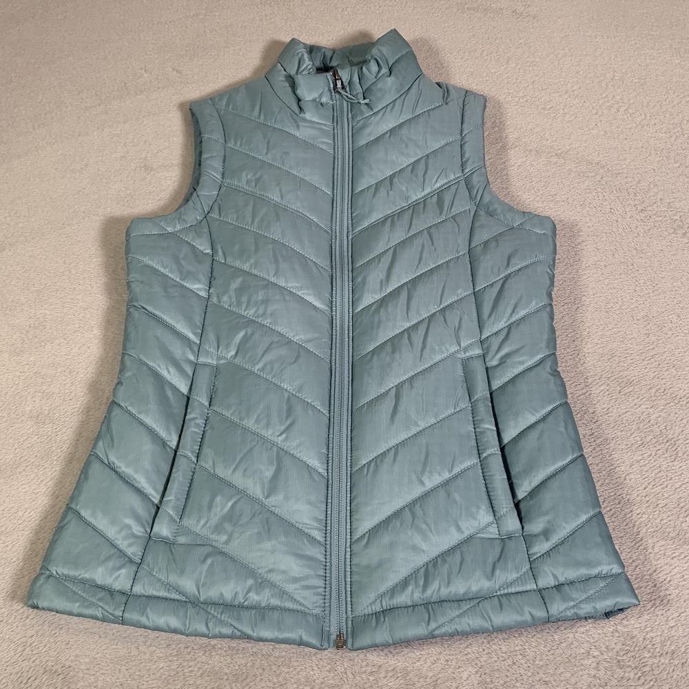 Columbia Vest Womens XS Light Blue Omni-Heat Quilted Puffer Full‎ Zip Outdoor